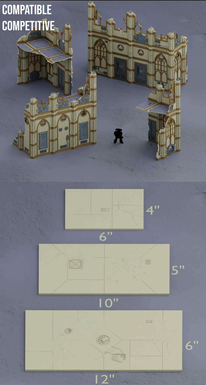 Warhammer 40k Gothic Terrain Set for 10th Edition Competitive Play – 3D Printed Terrain in Gray or Color Options